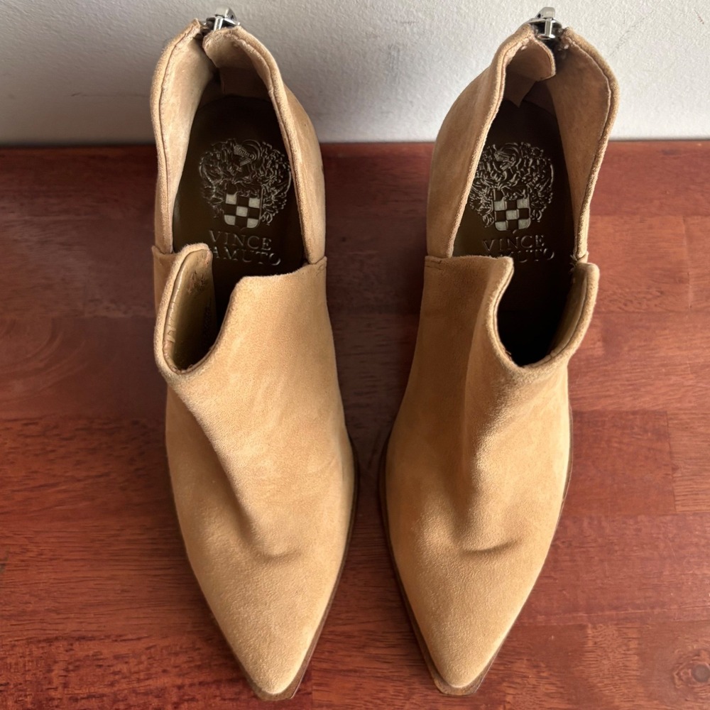 Vince Camuto Tan Suede Ankle Booties Women 5.5M